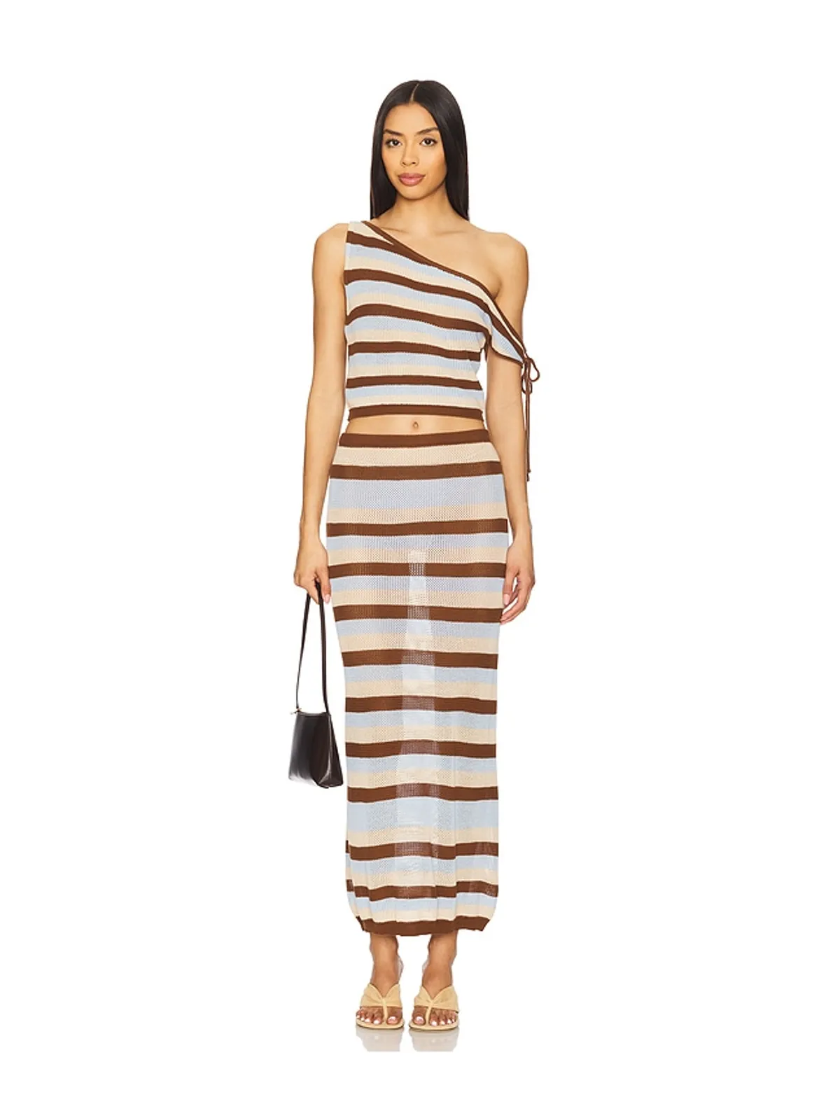 SEVEN WONDERS HAZEL ワンショルダートップ - Brown,Beige,Baby Blue. - 画像4