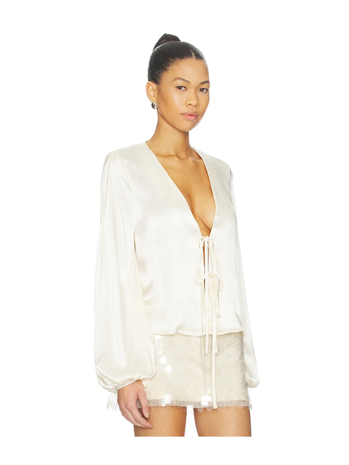 SNDYS Lucille Tie Front Long Sleeve Top - 画像2