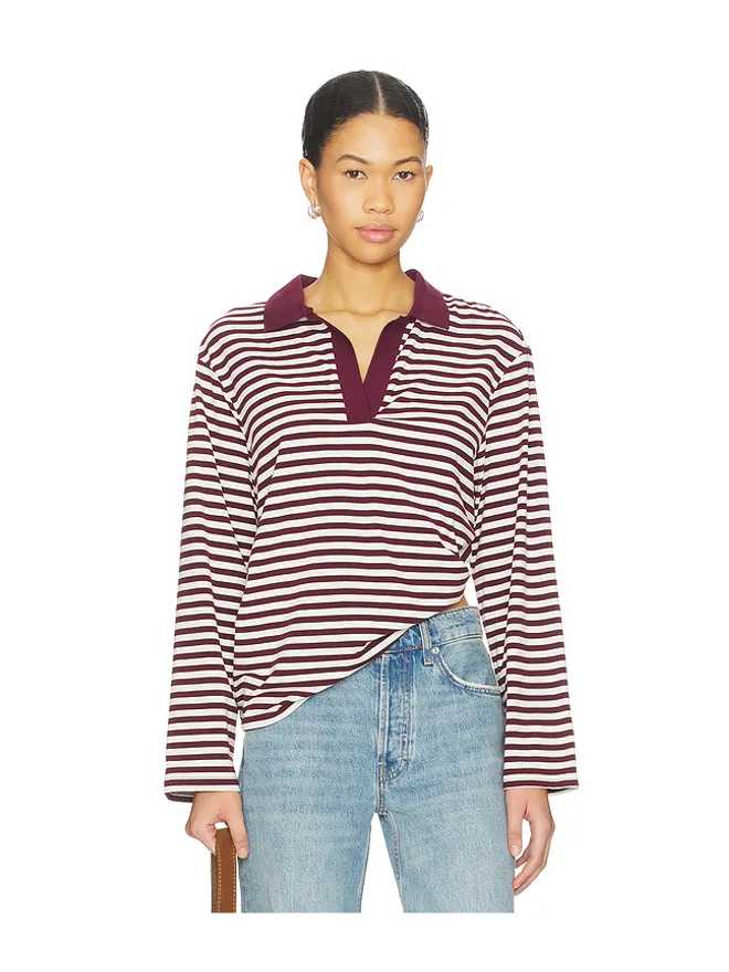 SNDYS SNDYS BANKS POLO トップ - Burgundy,White.の商品画像