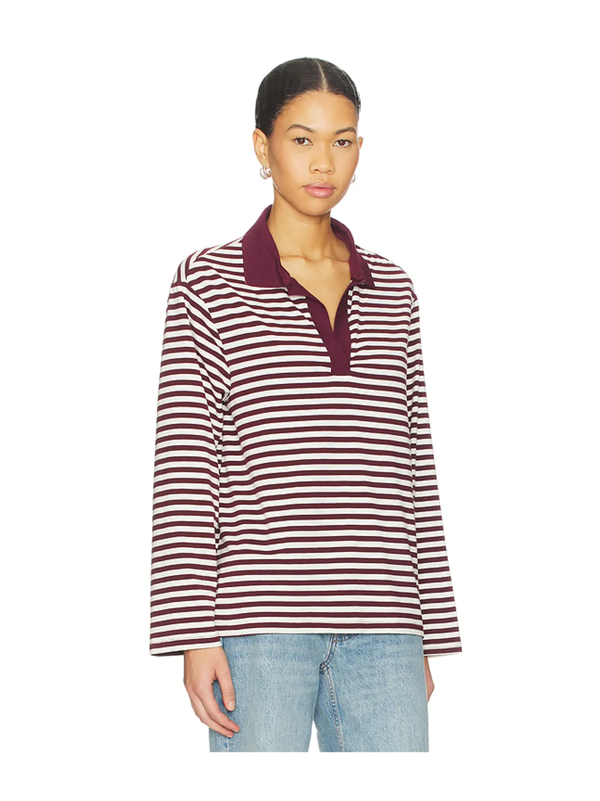 SNDYS BANKS POLO トップ - Burgundy,White. - 画像2
