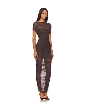 SEROYA NOEL OFF SHOULDER MESH ミディ丈ドレス - サムネイル2
