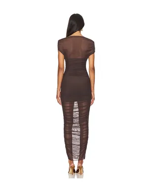 SEROYA NOEL OFF SHOULDER MESH ミディ丈ドレス - サムネイル3