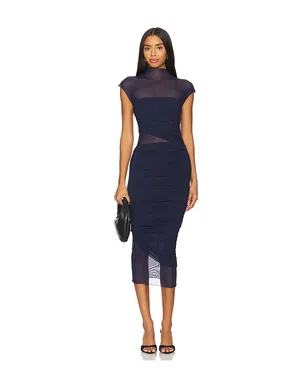 SEROYA TABITHA MESH RUCHED ミディ丈ドレス - サムネイル1