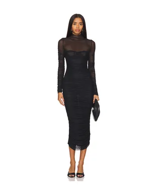 SEROYA TRINA MESH RUCHED ミディ丈ドレス - サムネイル1