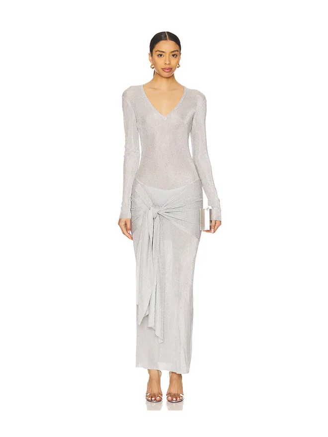 SEROYA SEROYA ASHERA メタリックニットドレス - Metallic Silver, grey.の商品画像