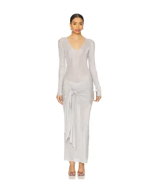 SEROYA ASHERA メタリックニットドレス - Metallic Silver, grey. - サムネイル1