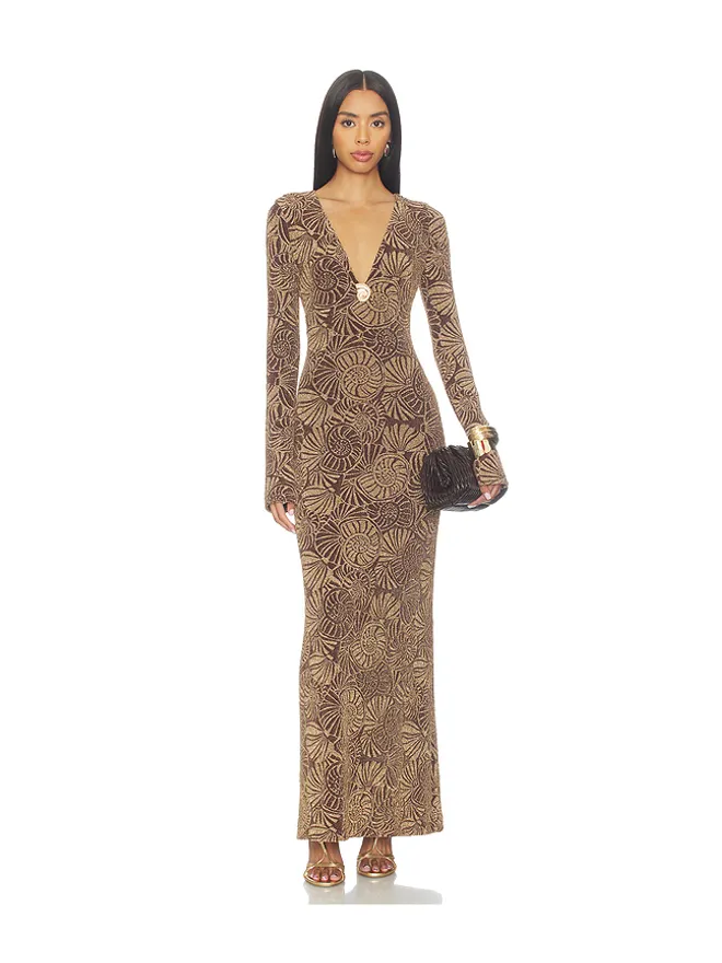 Show Me Your Mumu Show Me Your Mumu LOPEZ ドレス - Brown,Metallic Gold.の商品画像