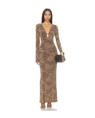 Show Me Your Mumu LOPEZ ドレス - Brown,Metallic Gold. - サムネイル1