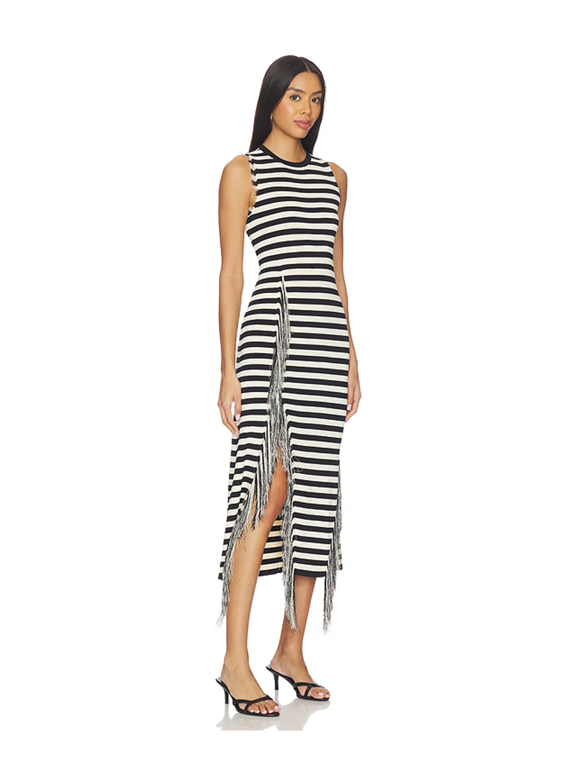 SIMONMILLER SABINE FRINGE KNIT ドレス - Black,White. - 画像2