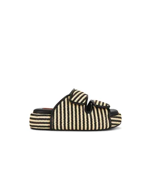 SIMONMILLER STRIPE RAFFIA CRO スライド - Black,Neutral. - サムネイル1