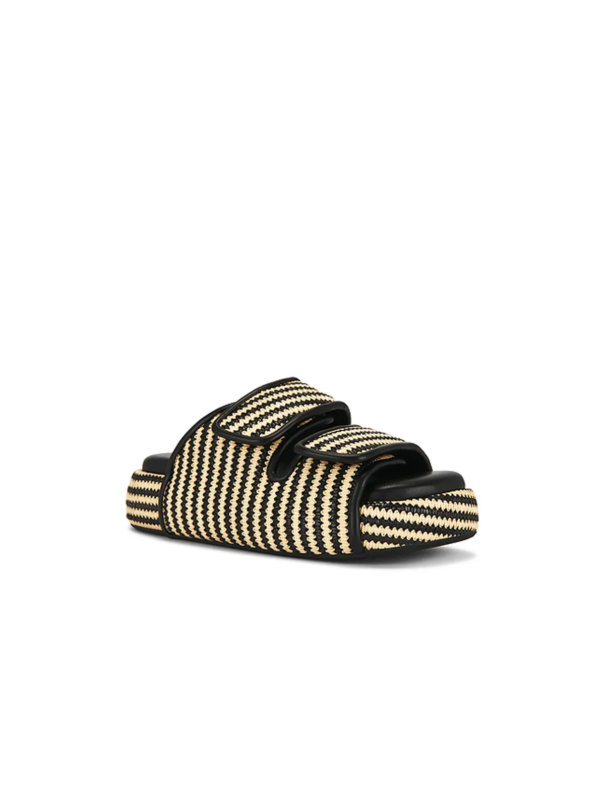 SIMONMILLER STRIPE RAFFIA CRO スライド - Black,Neutral. - 画像2