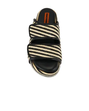 SIMONMILLER STRIPE RAFFIA CRO スライド - Black,Neutral. - サムネイル4