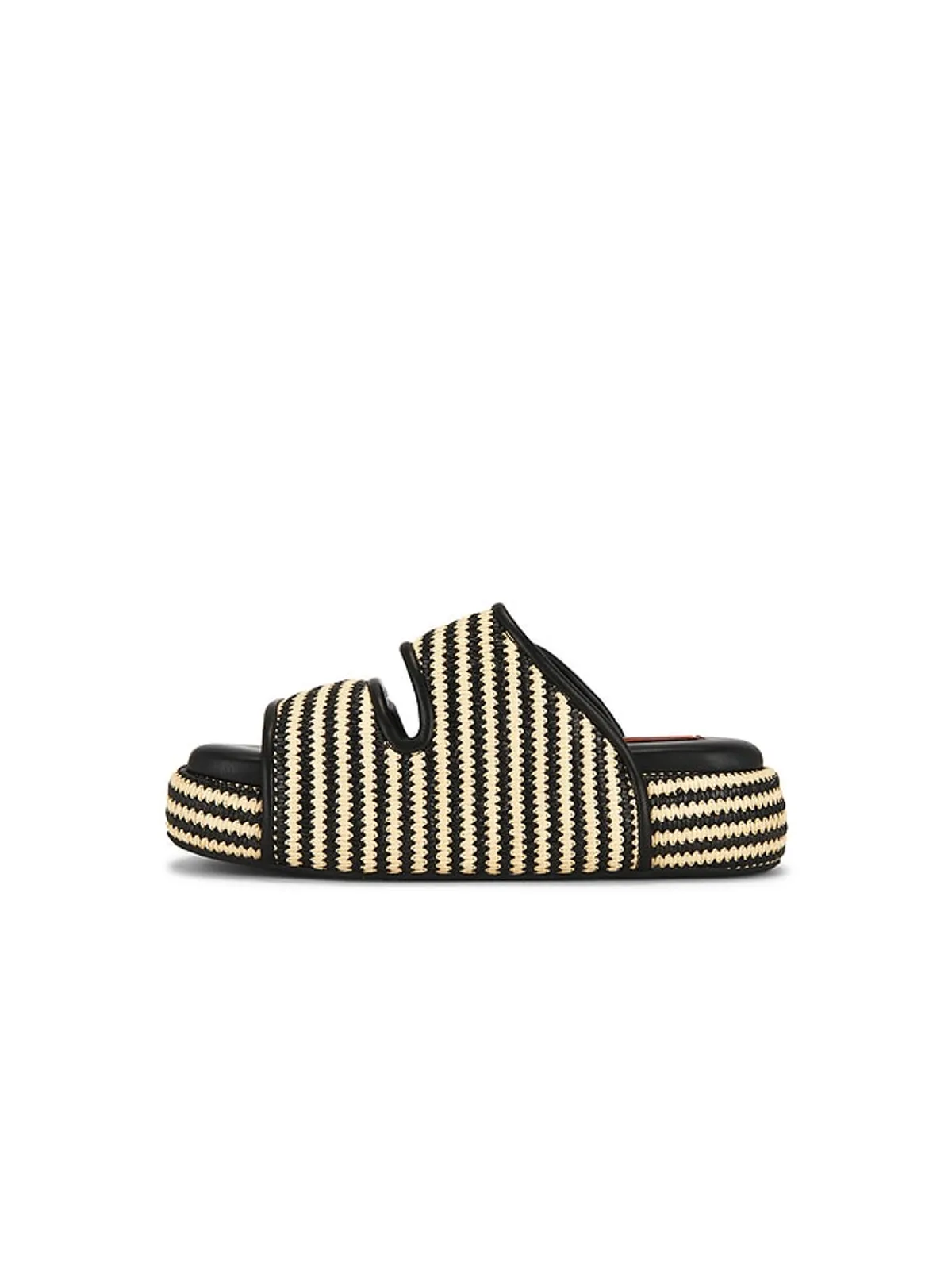 SIMONMILLER STRIPE RAFFIA CRO スライド - Black,Neutral. - 画像5