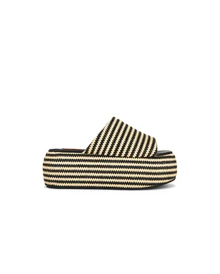 SIMONMILLER STRIPE RAFFIA CLOUDY PLATFORM サンダル - Black,Neutral. - サムネイル1