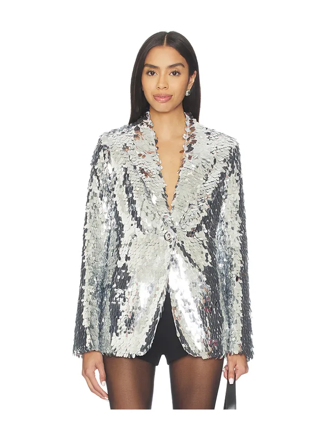 SIMONMILLER SIMONMILLER LEON SEQUIN ブレザー - Metallic Silver, grey.の商品画像