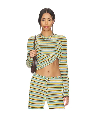Solid & Striped OLANDRIA トップ - Yellow,Blue. - サムネイル1