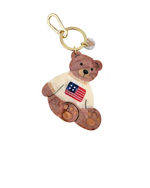 Solar Eclipse Hand-painted Americana Teddy Bear Bag Charm + Keychain - サムネイル1