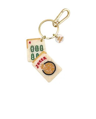 Solar Eclipse Hand-painted Mahjong Bag Charm + Keychain - サムネイル1