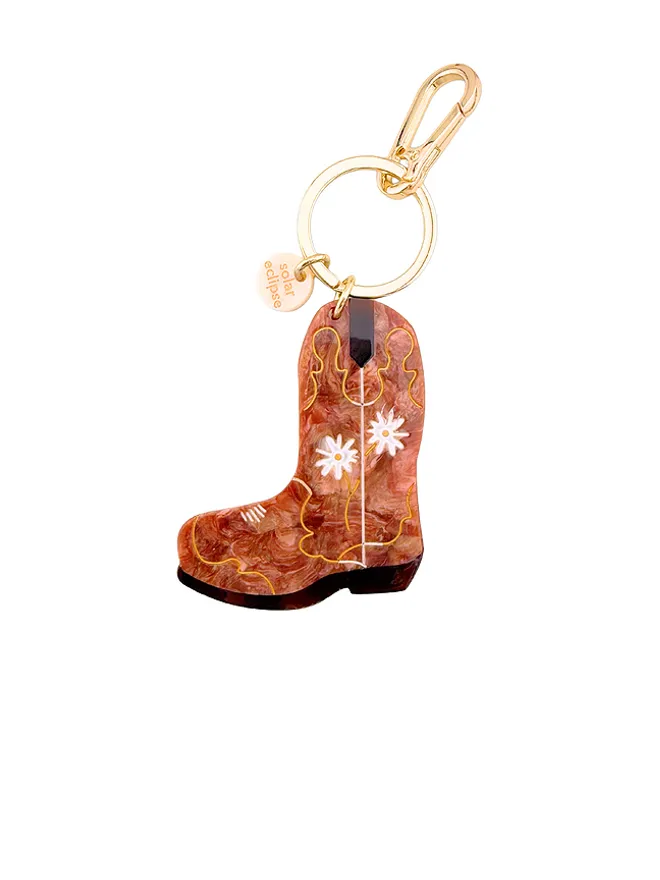 Solar Eclipse Solar Eclipse Hand-painted Daisy Cowboy Boot Bag Charm + Keychainの商品画像