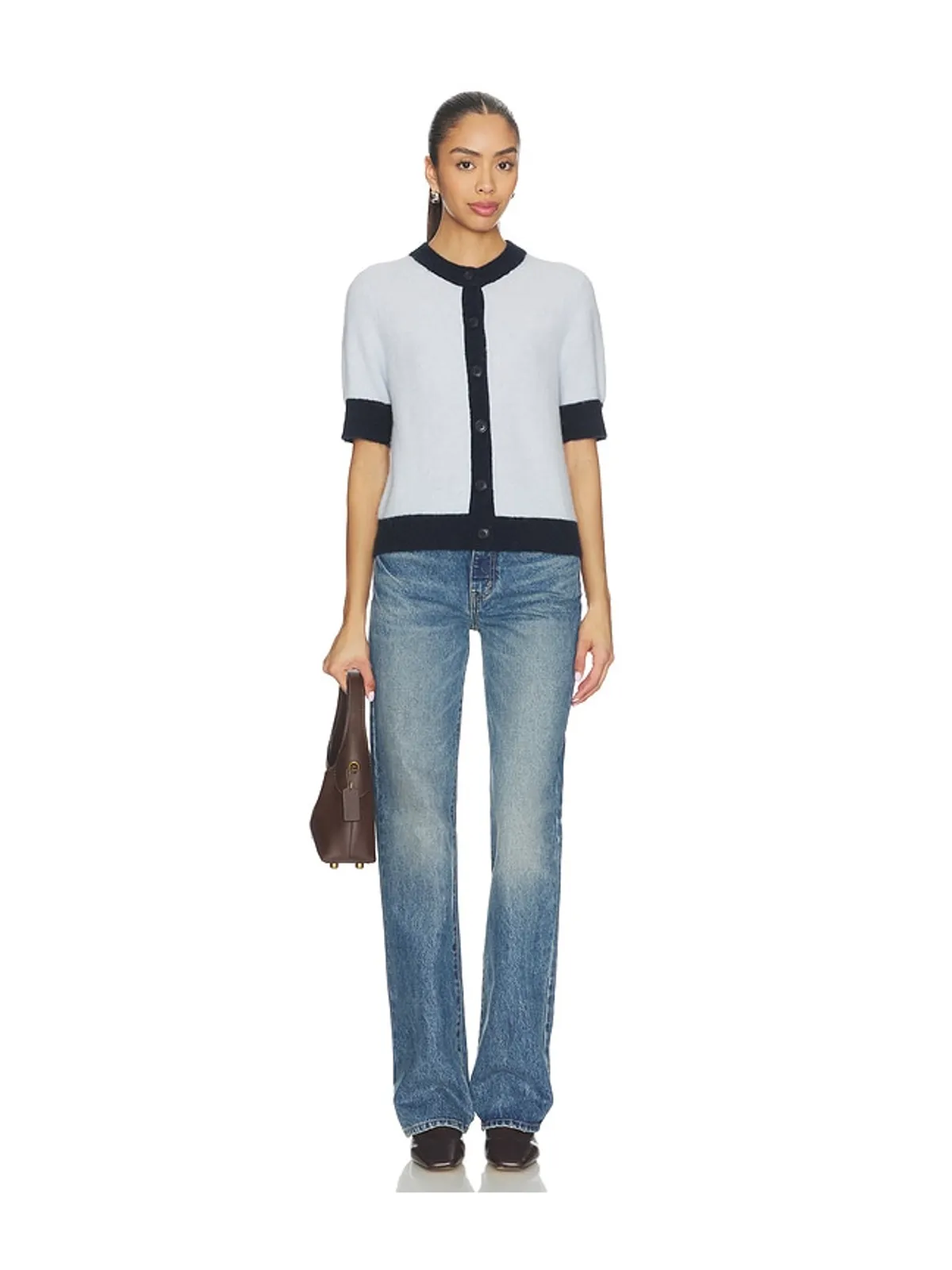 SAMSOE SAMSOE SANOURA 半袖カーディガン - Navy,Baby Blue. - 画像4