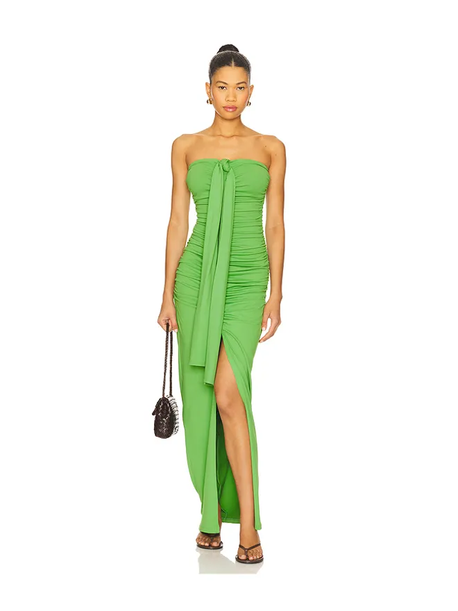 Susana Monaco Susana Monaco センターギャザー入りリボン&スリットドレスの商品画像