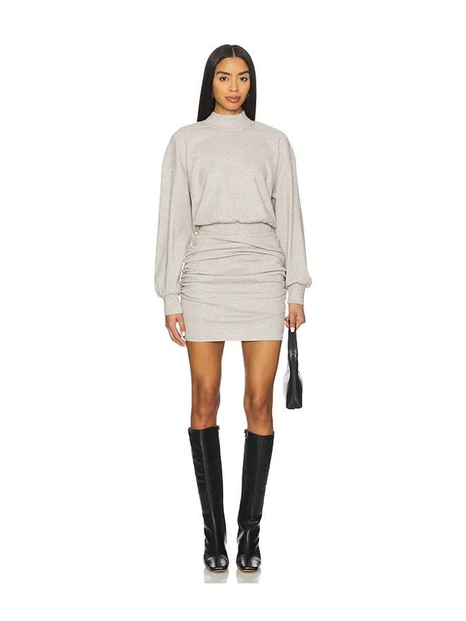 Susana Monaco Susana Monaco フリースモックネックギャザー入りドレスの商品画像