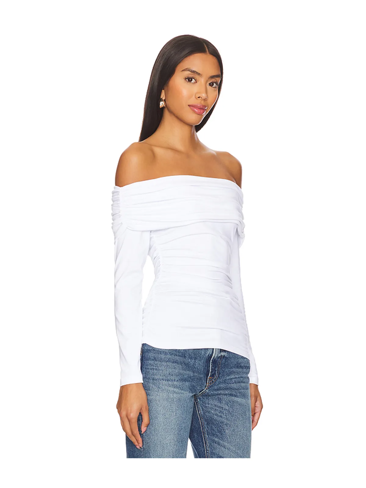Susana Monaco OFF THE SHOULDER GATHERED LONG SLEEVE トップ - 画像2