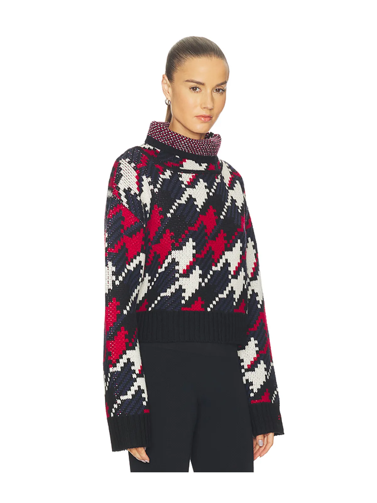 Perfect Moment TURTLE NECK HERRINGBONE セーター - Navy,Black. - 画像2