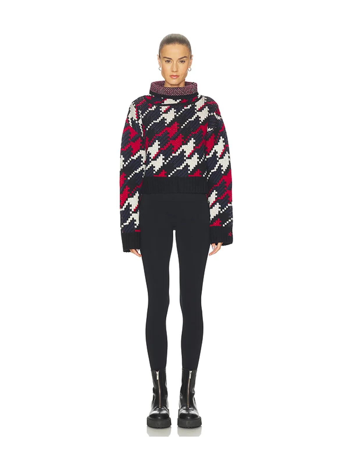 Perfect Moment TURTLE NECK HERRINGBONE セーター - Navy,Black. - 画像4