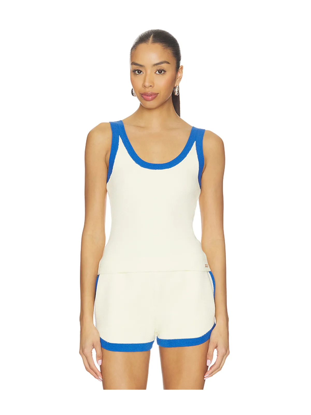 P.E Nation Odyssey Knit Tank Top - White,Blue. - 画像1