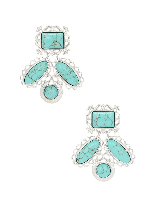 petit moments petit moments WISTERA ステートメントイヤリング - Metallic Silver,Teal.の商品画像