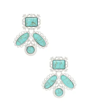 petit moments WISTERA ステートメントイヤリング - Metallic Silver,Teal. - サムネイル1