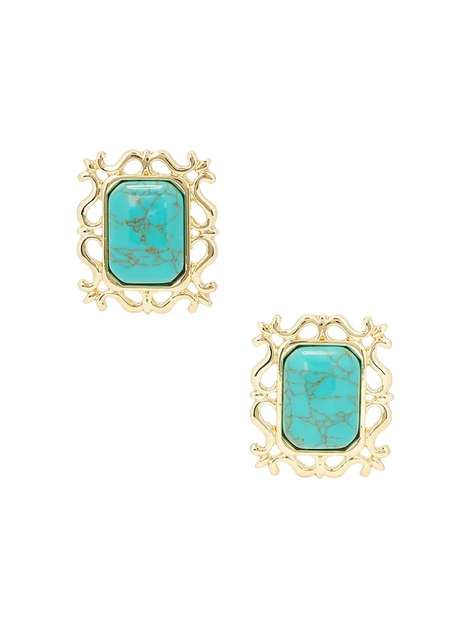 petit moments petit moments VIVA スタッズイヤリング - Metallic SIlver,Teal.の商品画像