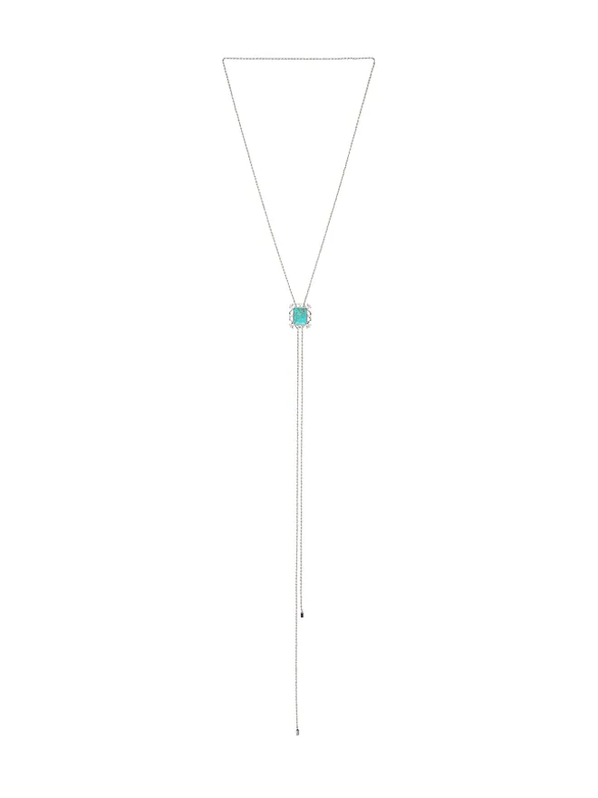 petit moments petit moments VIVA BOLO ラリエットネックレス - Metallic Silver,Teal.の商品画像