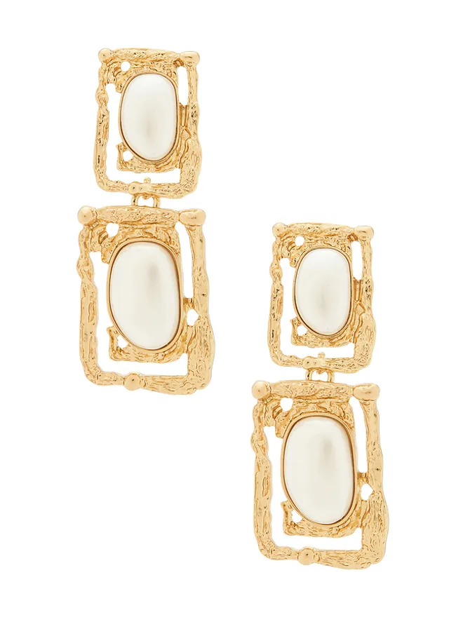 petit moments petit moments OCEAN ドロップイヤリング - Ivory,Metallic Gold.の商品画像