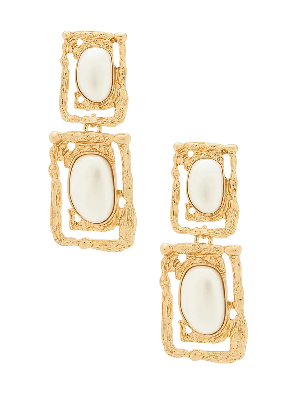 petit moments OCEAN ドロップイヤリング - Ivory,Metallic Gold. - 画像1