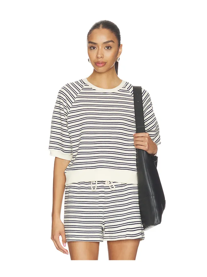 perfectwhitetee perfectwhitetee フレンチテリーバブルスリーブスウェット - Cream,Navy.の商品画像