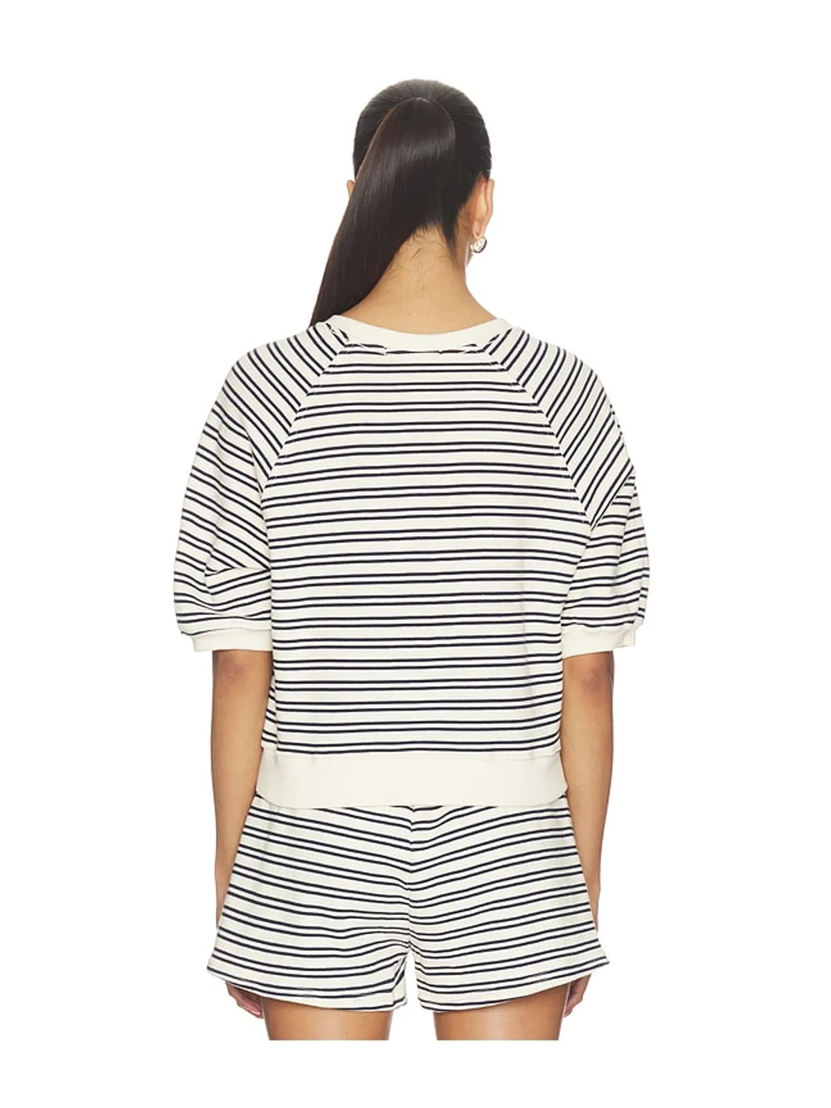 perfectwhitetee フレンチテリーバブルスリーブスウェット - Cream,Navy. - 画像3