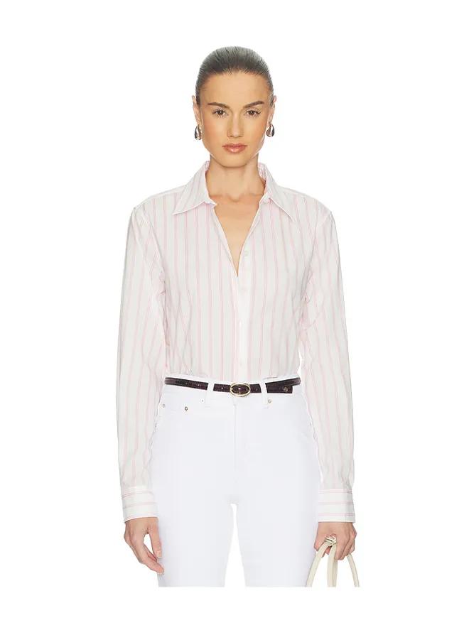 perfectwhitetee perfectwhitetee ポプリンスリムフィット ボタンダウンシャツ - White,Pink.の商品画像