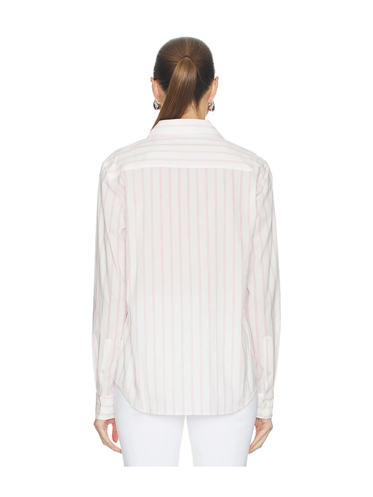 perfectwhitetee ポプリンスリムフィット ボタンダウンシャツ - White,Pink. - 画像3