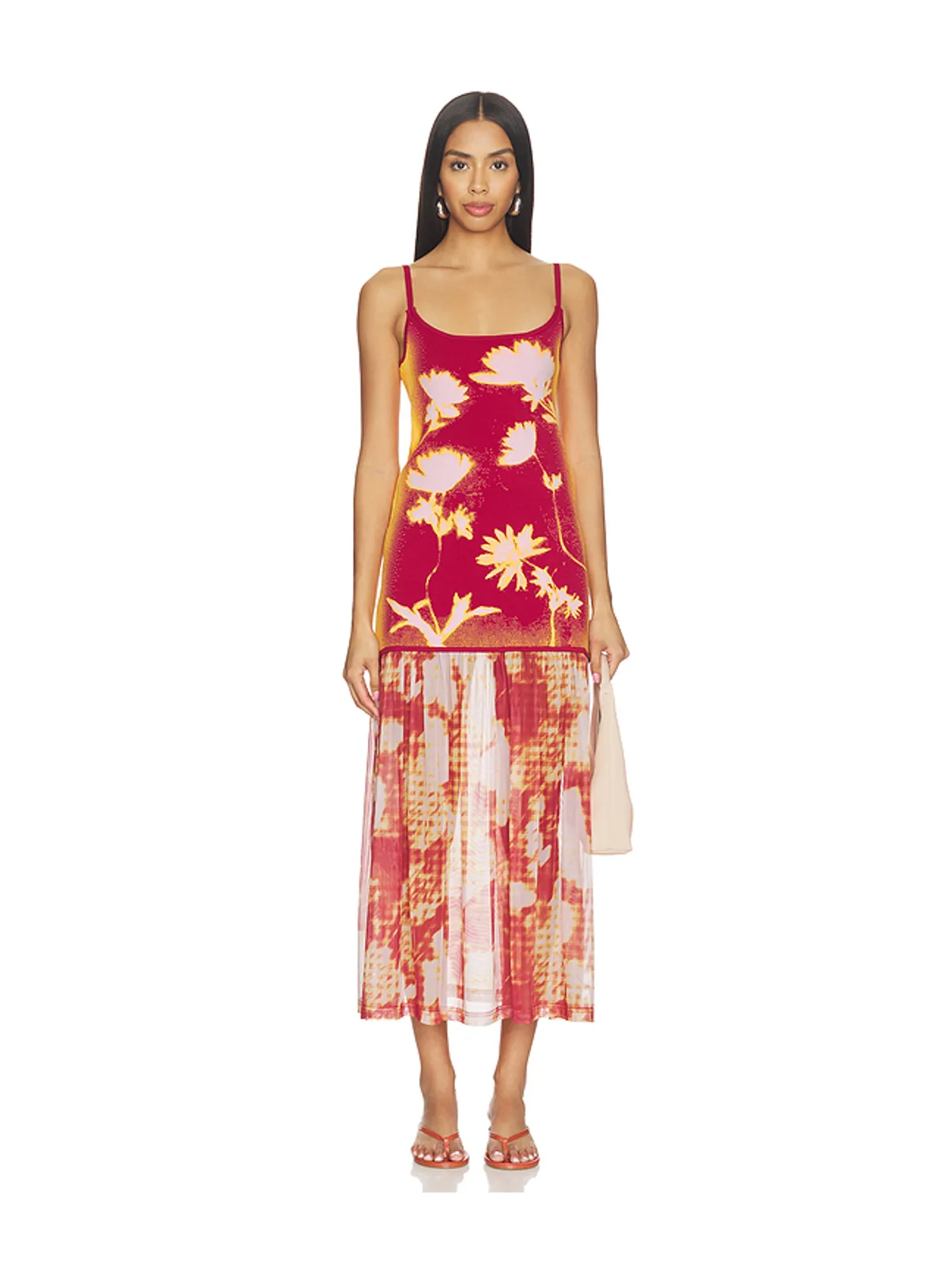 PH5 GINGER FLOWER PRINT TANK ドレス - Orange,Burgundy. - 画像1