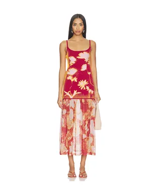 PH5 GINGER FLOWER PRINT TANK ドレス - Orange,Burgundy. - サムネイル1