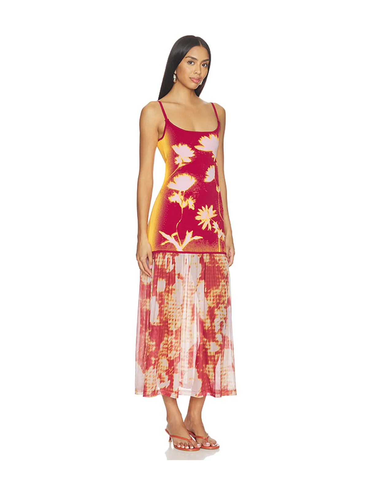 PH5 GINGER FLOWER PRINT TANK ドレス - Orange,Burgundy. - 画像2