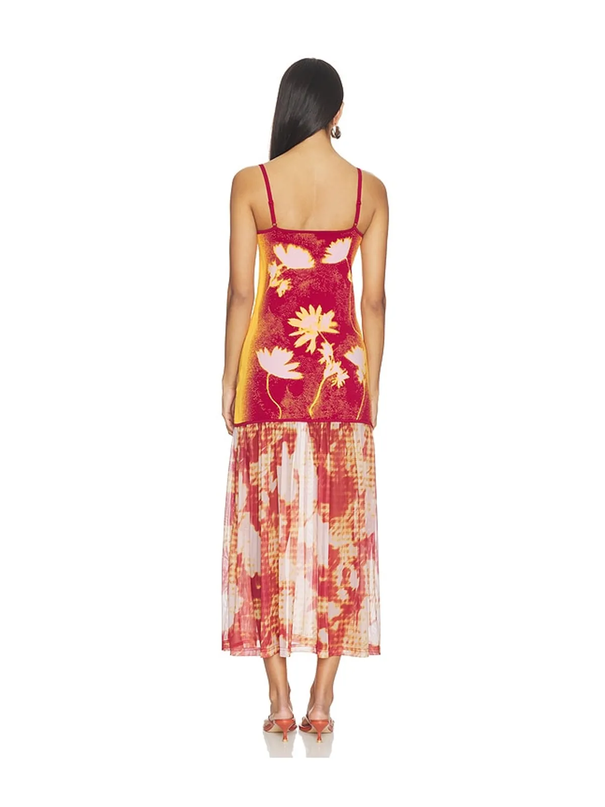 PH5 GINGER FLOWER PRINT TANK ドレス - Orange,Burgundy. - 画像3