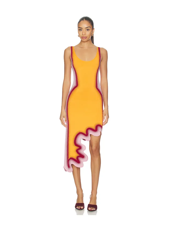 PH5 PH5 ASTER REVERSIBLE WAVY ドレス - Tangerine,Pink.の商品画像