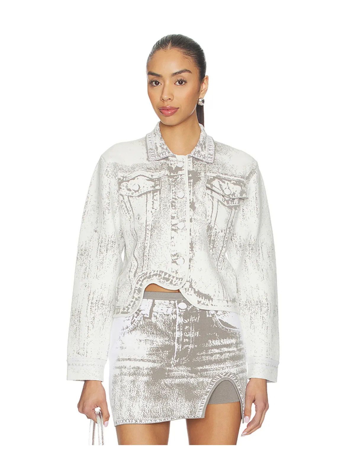 PH5 HANA DENIM PRINT OVERSIZED ジャケット - Grey,White. - 画像1