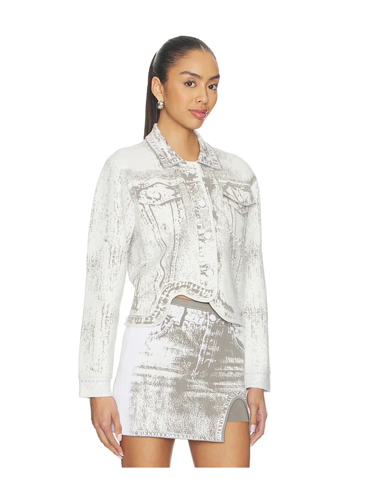 PH5 HANA DENIM PRINT OVERSIZED ジャケット - Grey,White. - 画像2