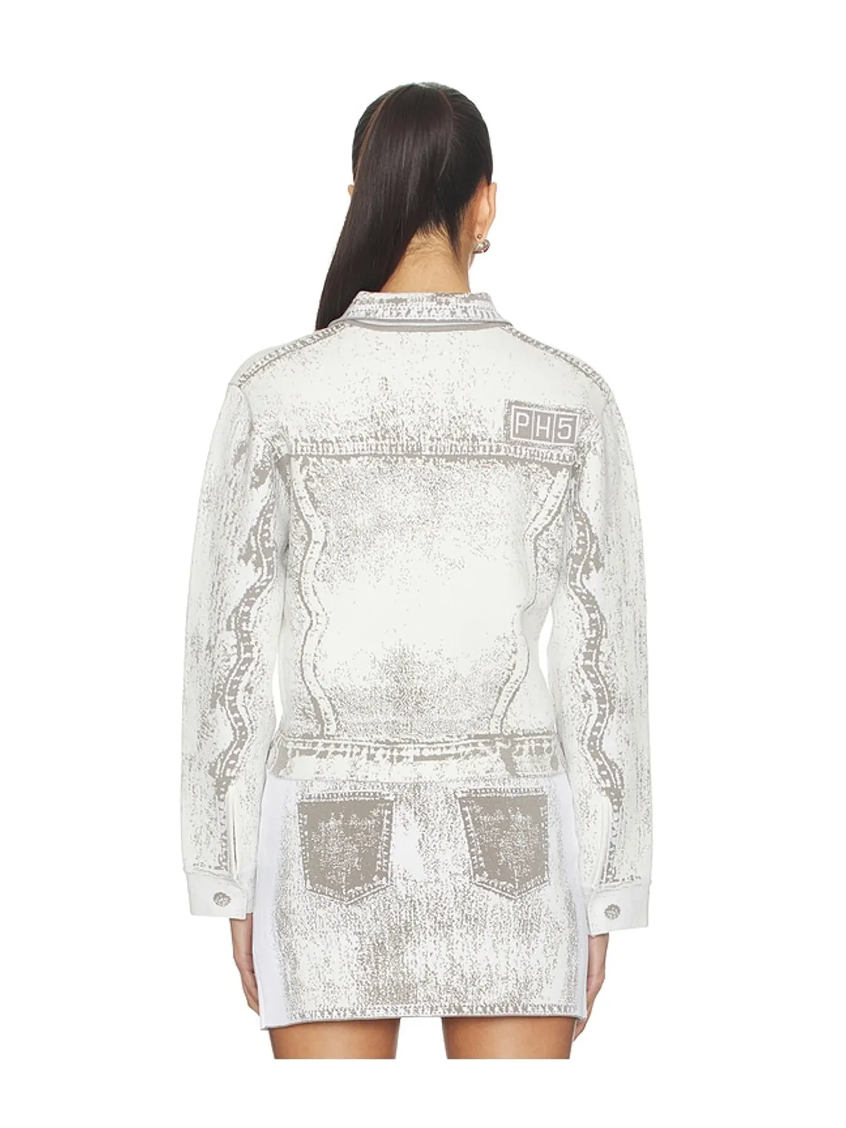 PH5 HANA DENIM PRINT OVERSIZED ジャケット - Grey,White. - 画像3