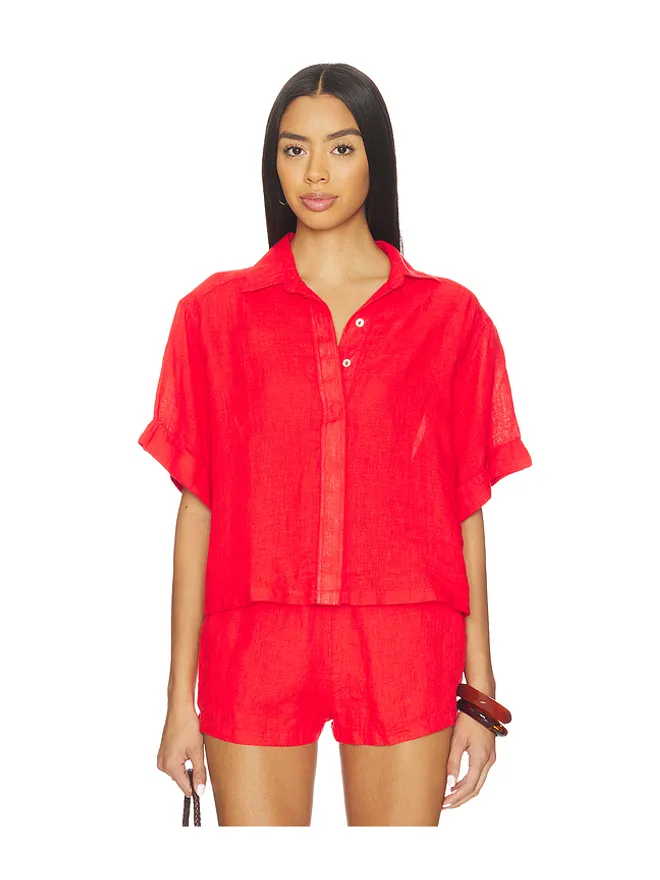 PQ PQ LINEN BUTTON UP TOP リネン ボタンアップトップスの商品画像