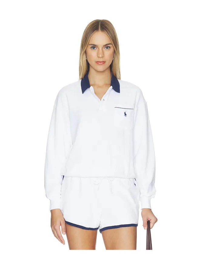 Polo Ralph Lauren Polo Ralph Lauren Cotton Terry Long Sleeve Collared Poloの商品画像